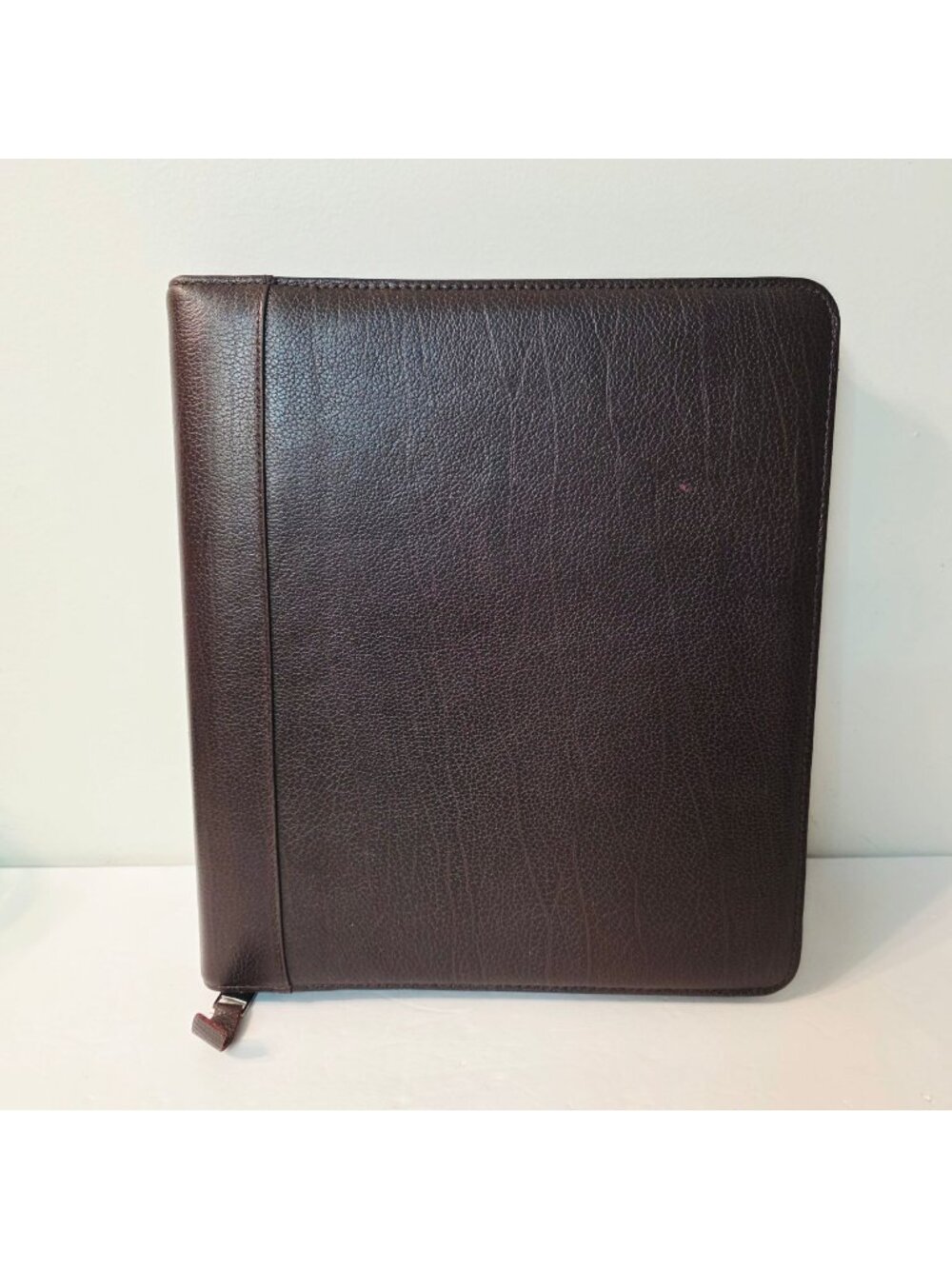 Vtg Franklin Planner Classic Top Grain Brown Leather Zip Organizer 7 Ring Binder